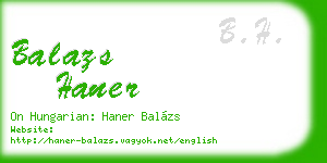 balazs haner business card